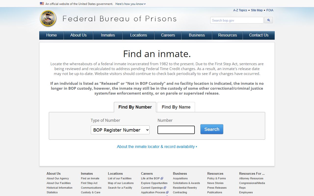 Cuyahoga County released inmates federal BOP inmate locator