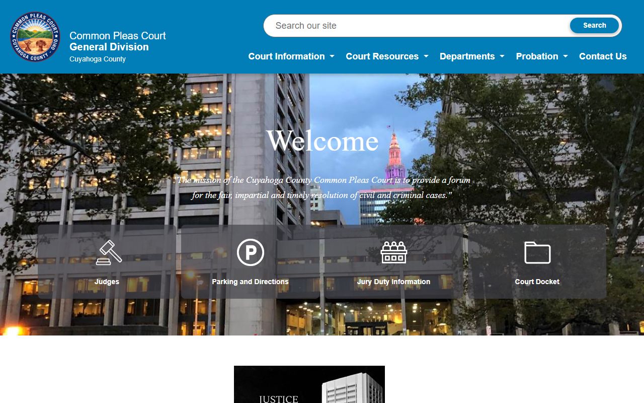 Cuyahoga County Court of Common Pleas General Division home page