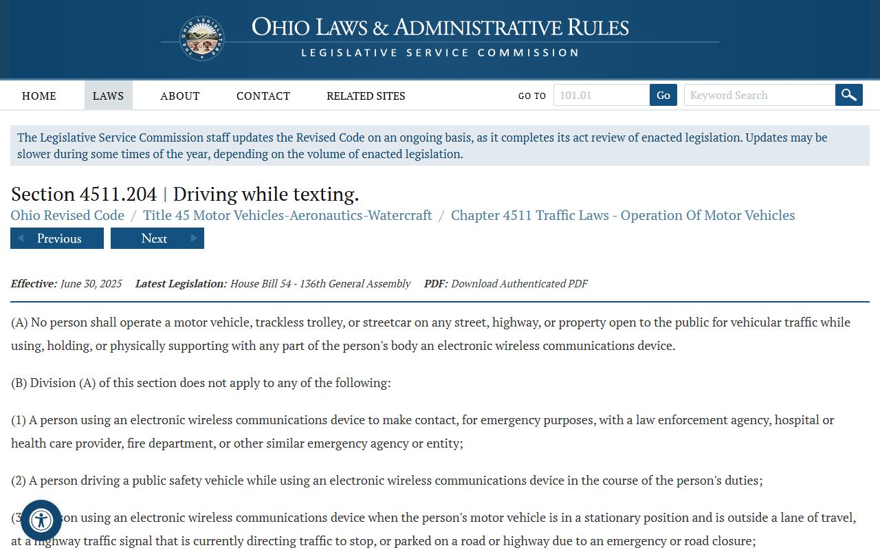 Ohio distracted driving traffic statute behind Cuyahoga County traffic court records